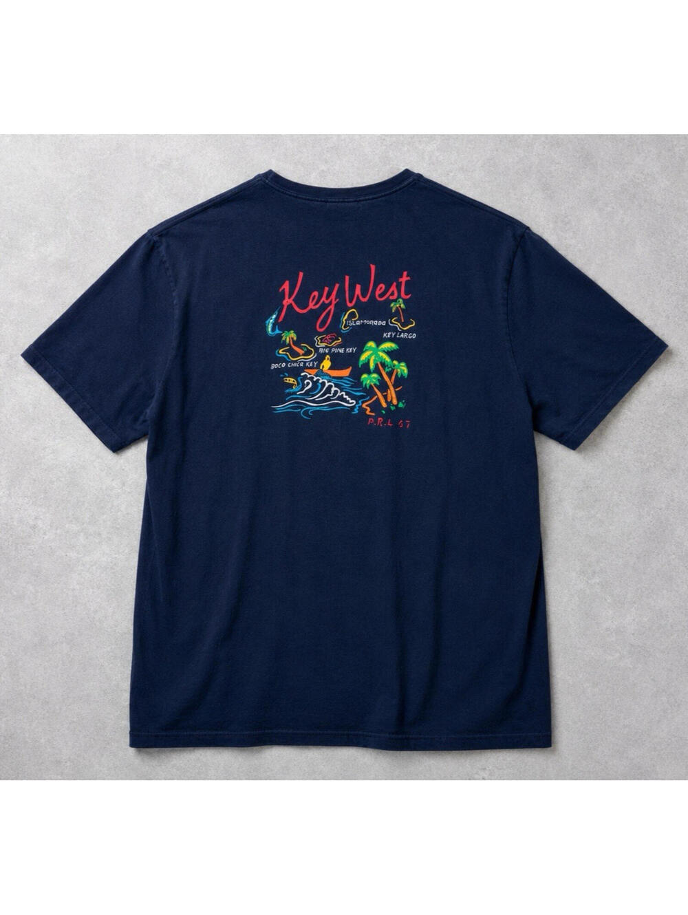Y2K Polo Sport Ralph Lauren Key West Graphic T Shirt Men's L Navy Vintage Ivy